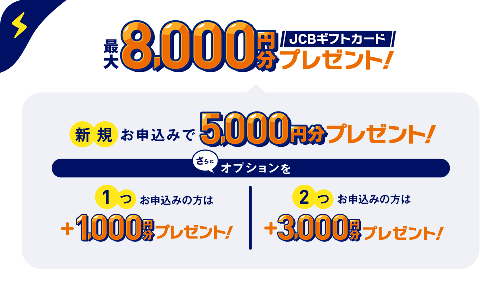 最大8,000円分JCBギフトカードプレゼント!
