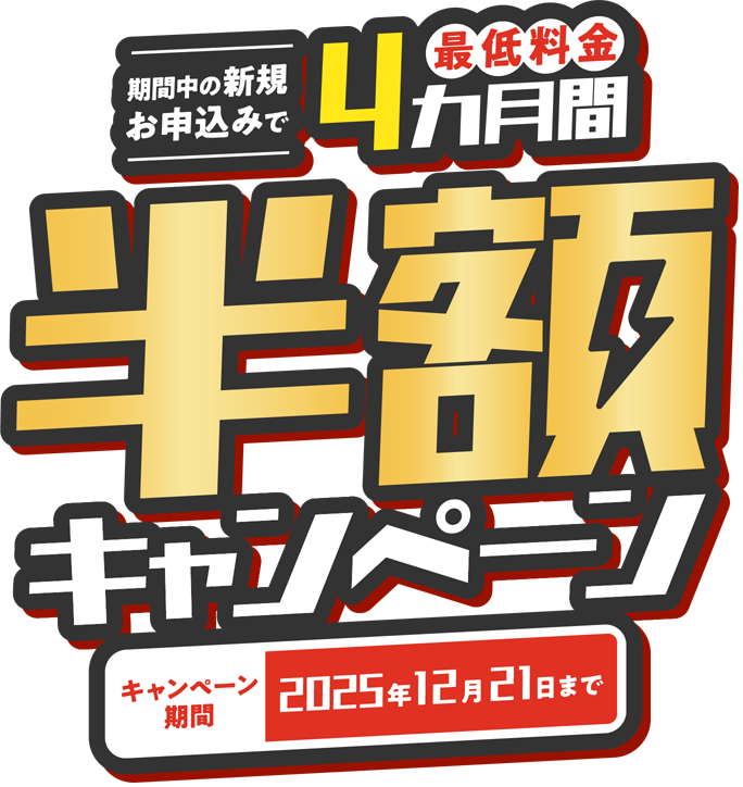 エネワン10周年 期間中の新規申し込みで10ヵ月間基本料金半額キャンペーン キャンペーン期間2025年12月21日まで