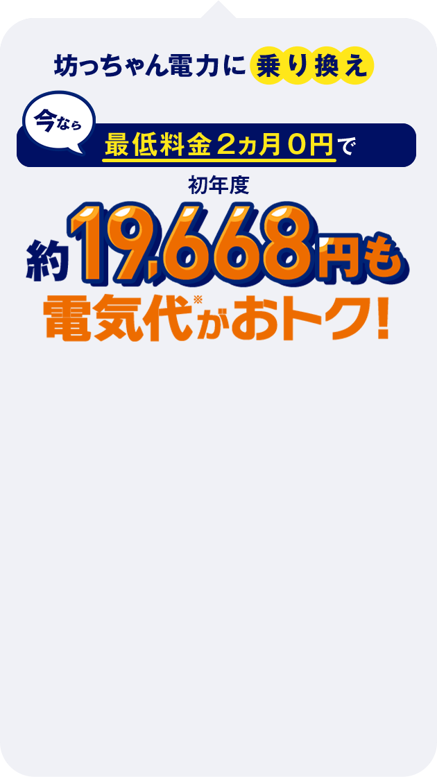 初年度約19,668円も電気代がお得！